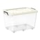 Cosmoplast Plastic Storage Box With Wheels And Lockable Lid White And Clear 82L