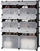 Jj-Boutique Diy Shoe Rack, Storage Drawer Unit Multi Use Modular Organizer Plastic Cabinet With Doors, Black And White Curly Pattern (12 Cubes)