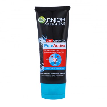 Garnier Skin Active 3 In 1 Charcoal Wash + Scrub + Mask 100 ml