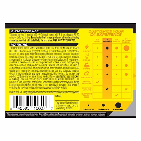 Cellucor C4 Original Icy Blue Razz Pre Workout Powder 180g