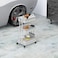 3 Tier Metal Utility Rolling Cart Kitchen Shelf Multifunctional Storage Rack (White) 44x82x35cm