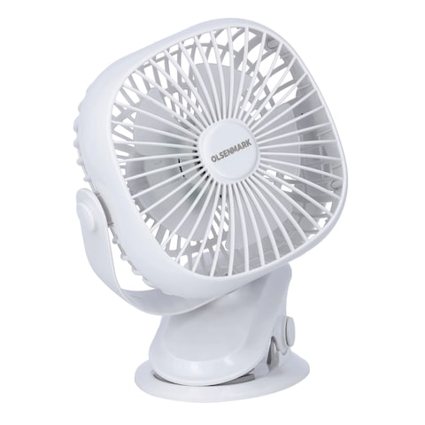 Olsenmark Rechargeable Multifunction Mini Fan- 1W, OMF1835 - Adjustable Angle, Use Clip &amp; Table, Rechargeable Lithium Battery, LED Night Light, Brush Less Motor