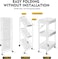 Sky-Touch 3 Tier Foldable Metal Rolling Utility Cart Organizer, 46X30X76Cm, Multipurpose Organizer Trolley With Casters For Kitchen, Bedroom, Bathroom, Office, Laundry Room And Garage, White