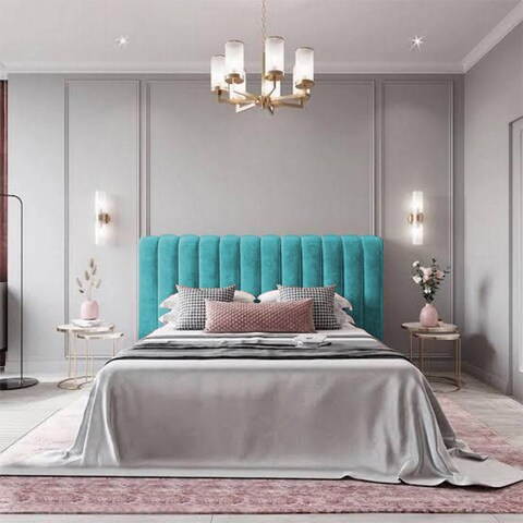 إن هاوس لاتيسو هيكل سرير منجد بالمخمل - نفر - 200×100 سم - تركواز