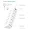 10 Way Power Extension Cord Surge Protector Strip Heavy Duty Universal Electrical Socket 5x USB-A 1x USB-C PD 30W White