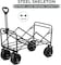 HEXAR&reg; Heavy Duty Shopping Trolley Folding Multi-Functional Portable Utility Wagon Beach Trolley Storage Basket Outdoor Camping Garden Cart with Adjustable Handle (ALL TERRAIN WIDE WHEELS - BLACK)