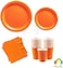 Party Time 48-Pieces Complete Party Pack Orange 9" Dinner Paper Plates , 7" Dessert Paper Plates, 9 oz Cups, 2 Ply Napkins - Birthday Party Tableware Set, Orange Party Theme