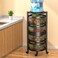 BLUEBERRY ROTATING FRUIT BASKET - MULTIPURPOSE - KITCHEN STORAGE BASKET WITH WHEELS - ROUND 4 TIER