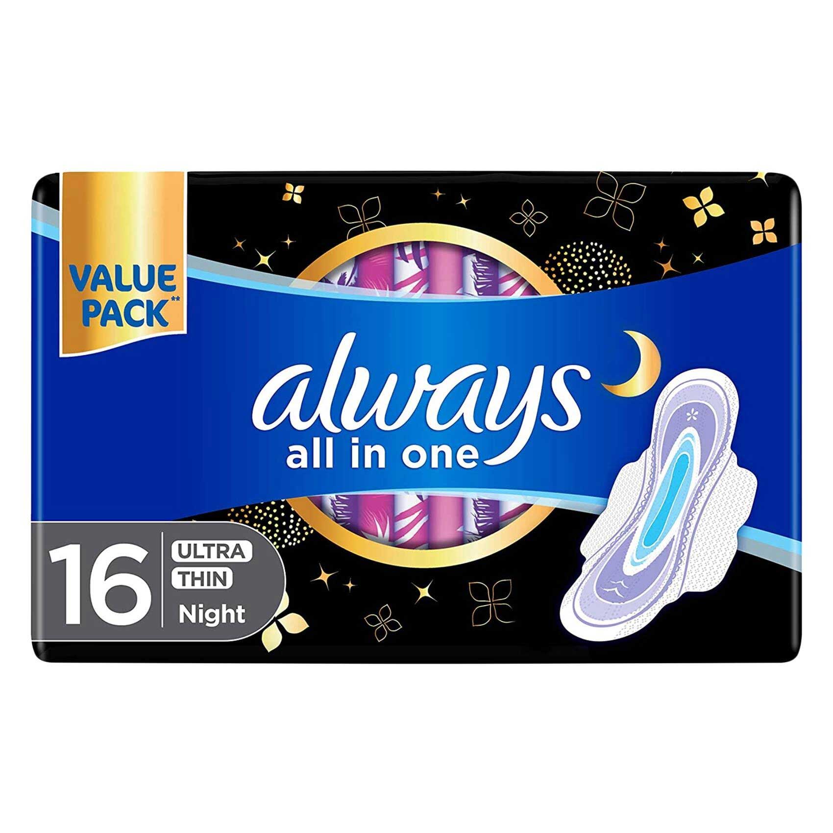 Always All In One Ultra Thin Night Pads 16 Count