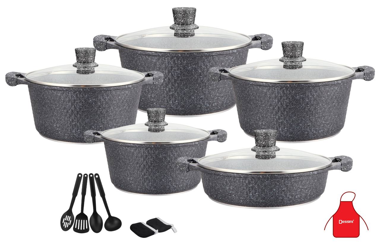 Dessini Granite Cooking Pot Set With Kitchen Tools 17 Pcs