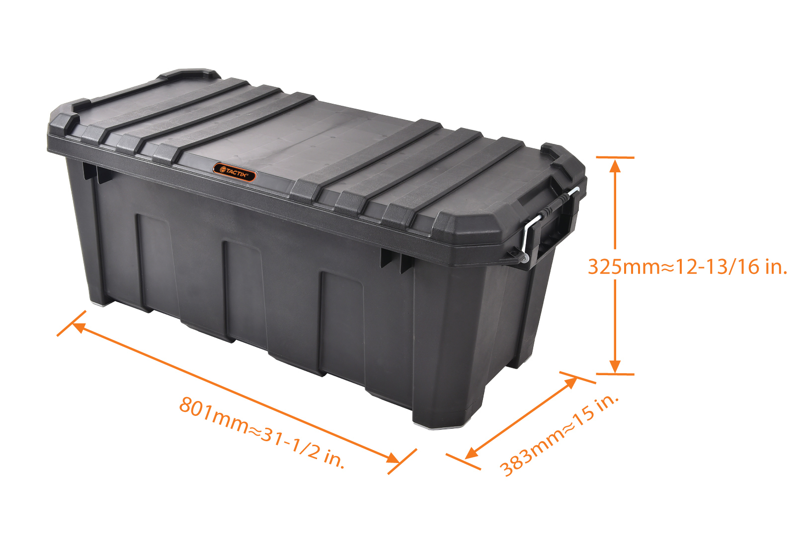TACTIX - 60 Litre - Heavy Duty Storage Box - 80.1 W x 38.3 D x 32.5 H cm - Black - TTX-320504