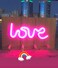 Generic - Salla Wooden Key Hooks Holder for Wall Mount (4-Hook Rack) with LED Neon LOVE