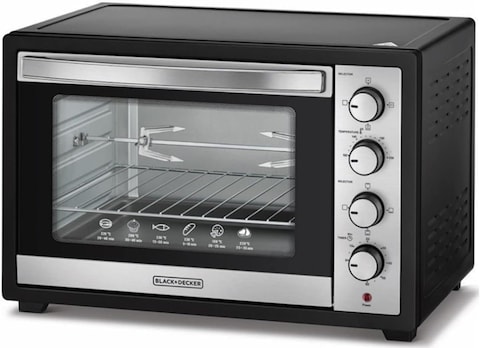 Black &amp; Decker 50L 2000W Double Glass Door Toaster Oven With Rotisserie For Grilling Toasting Baking And Broiling TRO50RDG-B5