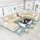 Modern Couch U Shaped Fabric Living Room Furniture Chaise Lounge Recliner Sectional L Shape Corner Sofa Sets (Beige)