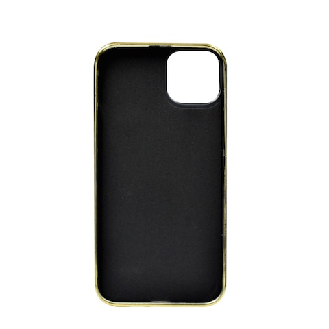 Gold Frame Croco Leather Back Grip Case Iphone 14 Plus Blue