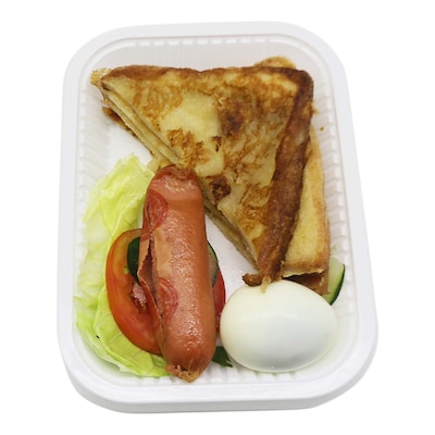 Toast Mayai, Smokie, Boiled Egg  Salad