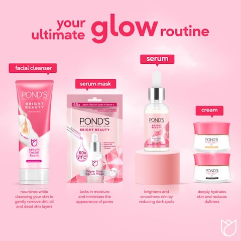 Pond&#39;s Bright Beauty Serum Sheet Mask Triple Glow 20g Pack of 3