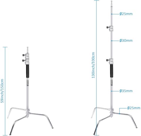 COOPIC C Stand C40S Heavy Duty Light Stand Height 150-330cm with Sliding up-down Leg, for Photo Studio Photography Strobe Light Video Umbrella Softbox Monolight