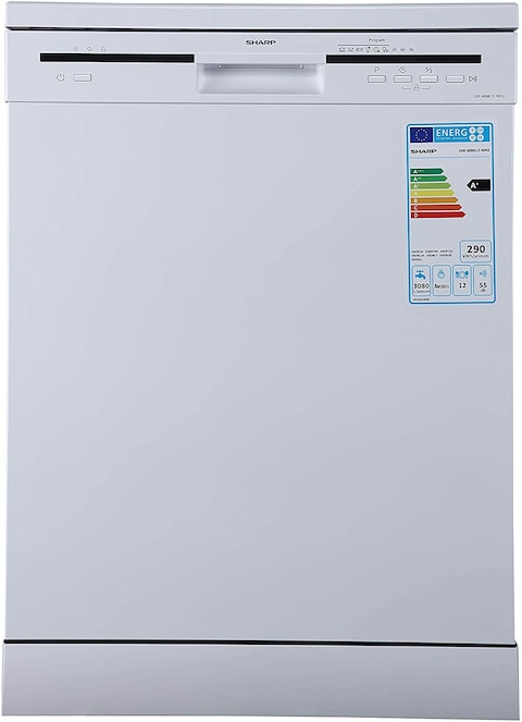 Sharp 6 Programs 12 Place Settings, Free Standing Dishwasher, White - Qw-Mb612-Wh3