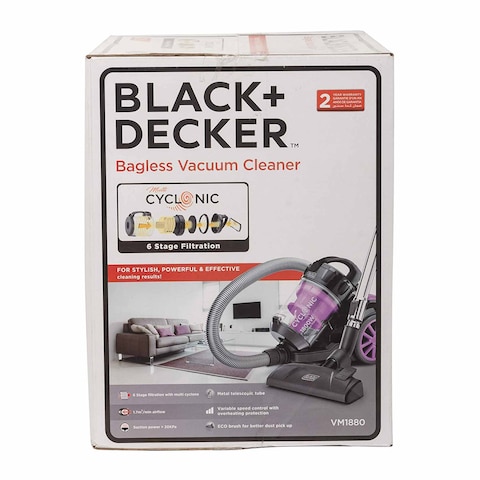 Black + Decker Bagless Vacuum Cleaner - 1800 Watt - Purple - VM1880