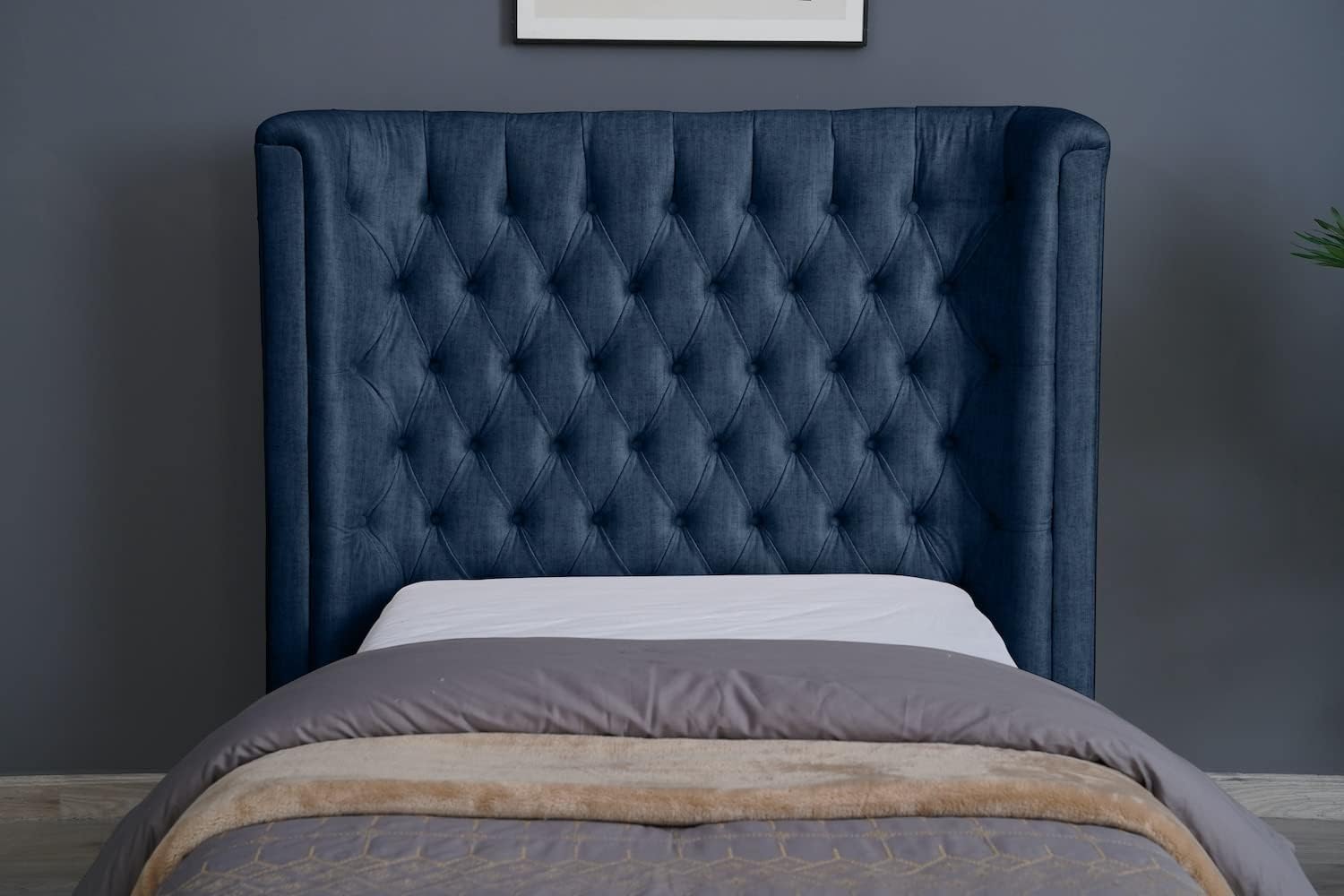 PAN Home Home Furnishings Neptune Headboard Chanel Navy Blue L-120: H-125cm 120x125 Navy Blue