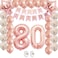 Cheeringup 80Th Birthday Decorations Party Supplies Rose Gold Kits-Confetti Latex Balloon|Happy Birthday Banner For Women's Wedding Anniversary Bday As Gift,Photo Booth