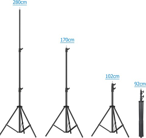 COOPIC L280 9ft/110 inch Heavy Duty Aluminum Alloy Photo Studio Light Stand with 1/4&quot; Screw for Strobe Lights, Studio Kits, Flash, LED Video Light, Softbox, Reflectors, Umbrella (2 PCS)