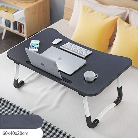 Generic Portable Anti-Slip Laptop Foldable Desk Computer Desks Foldable Laptop Notebook Lap Pc Folding Desk Table On Bed (Black)