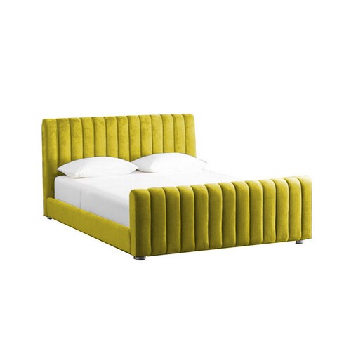 إن هاوس مارتوس هيكل سرير منجد بالمخمل - نفر ونص - 200×150 سم - ذهبي