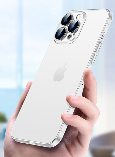 iPhone 14 Pro Max Case Slim Soft TPU Frosted Transluscent Full Body Protective Cover White