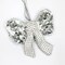 Silver Sequin Rhinestone Bow Christmas Hanging Decor 14x14cm