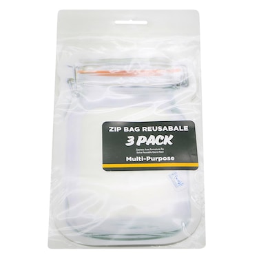 Uncle Bills Multipurpose Reusable Zip Bag 3 Pieces Clear