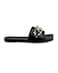 AMICA Nora Women's Square Open Flat Slide Leather Sandals with Embellished Trim Perfect for Business Casual, Evening, Event in Black