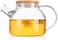 Generic Glass Teapot With Removable Infuser, Stovetop Safe Teapot For Loose Leaf And Blooming Tea, 1000ml Clear Teapots With Bamboo Lid