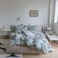 LUNA HOME Premium King Size Korean Bedding Set,  Plain Light Grey and Green Color