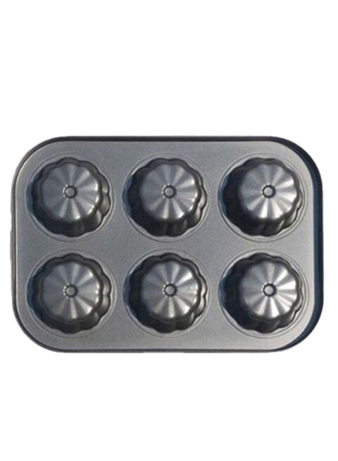 Generic - 6-Hole Flower Shape Non-Stick Cookies Mould Black