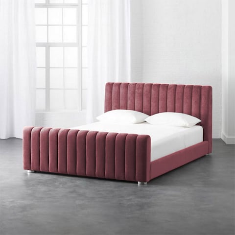 إن هاوس مارتوس هيكل سرير منجد بالمخمل - نفرين - 200×180 سم - زهري غامق