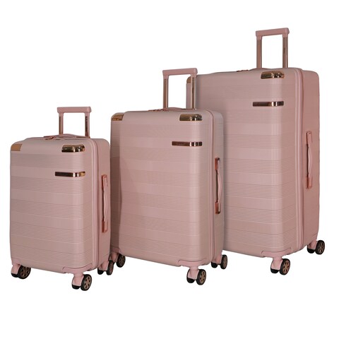 Senator Hard Case Trolley Luggage Set of 3 For Unisex ABS Lightweight 4 Double Wheeled Suitcase With Built In TSA Type Lock A5125 Milk Pink