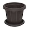 Cosmoplast Cedargrain Flower Pot With Tray Dark Brown 8inch