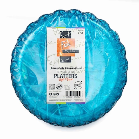 Fun Festive Crystal Like Platters Blue 27cm 5 PCS