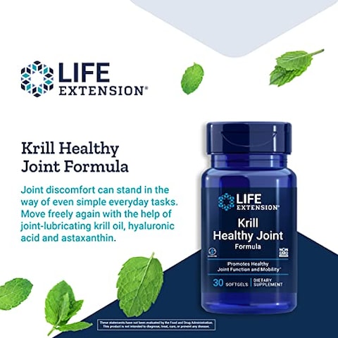 Life Extension Krill Healthy Joint Formula With Hyaluronic Acid &amp; Astaxanthin - Healthy Joints, Healthy Body - Non-Gmo, Gluten-Free - 30 Softgels