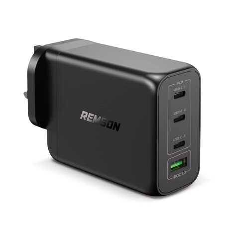 Remson 200W 4-Ports GaN 2 Pro Fast Charger USB-C Power Adapter Wall Charger PD 3.0 USB-A Port Compatible with iPhone 13/13 Mini/13 Pro/13 Pro Max/SE/11/XR/XS,Samsung,MacBook Pro/Air,iPad,Laptops