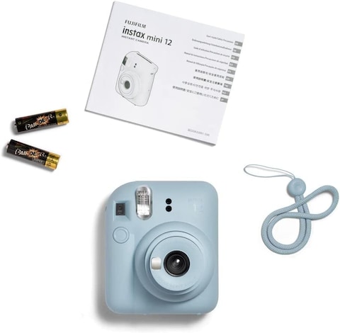 Fujifilm Instax Mini 12 Instant Film Camera, Auto Exposure With Built-In Selfie Lens, Pastel Blue