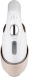 Evvoli Portable Steam Iron With 8 Streaming Holes, Base Stand, 2mm Thick Non-Stick Ceramic Soleplate, 1000W - EVIR-PGS1000G, White