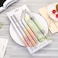 Generic-4 Pcs Reusable Drinking Straw Set 304 Stainless Steel Metal Straw Straight Bent with Cleaner Brush