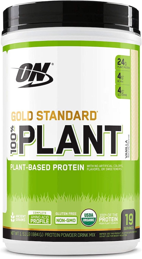 Optimum Nutrition (On) Gold Standard 100% Plant Based Protein Powder, Vitamin C For Immune Support - Vanilla, 1.51 Lbs