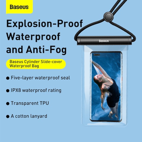 Baseus AquaGlide Waterproof Phone Case, IPX8 Certified 30M Deep Waterproof Phone Pouch Waterproof Cell Phone Case Fit for Phones up to 7.2 for iPhone 15 Pro Max/Plus/14/13/12/S24/23 and More Blue