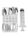 Generic 11-Piece 3D Floral Syringe Set Silver 120x25x25mm