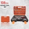 108  1/4- 1/2" Dr. Socket Wrench Set 108 Pcs Tool Kits for All Purpose 1/4" Drive Metric Flexible Extension Bar Hand Tool Kit