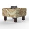Reposa Floral Print Wooden Cushioned Footrest Stool (Walnut Legs)
